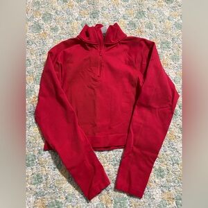 Women's Red Quarter-Zip Workout Top